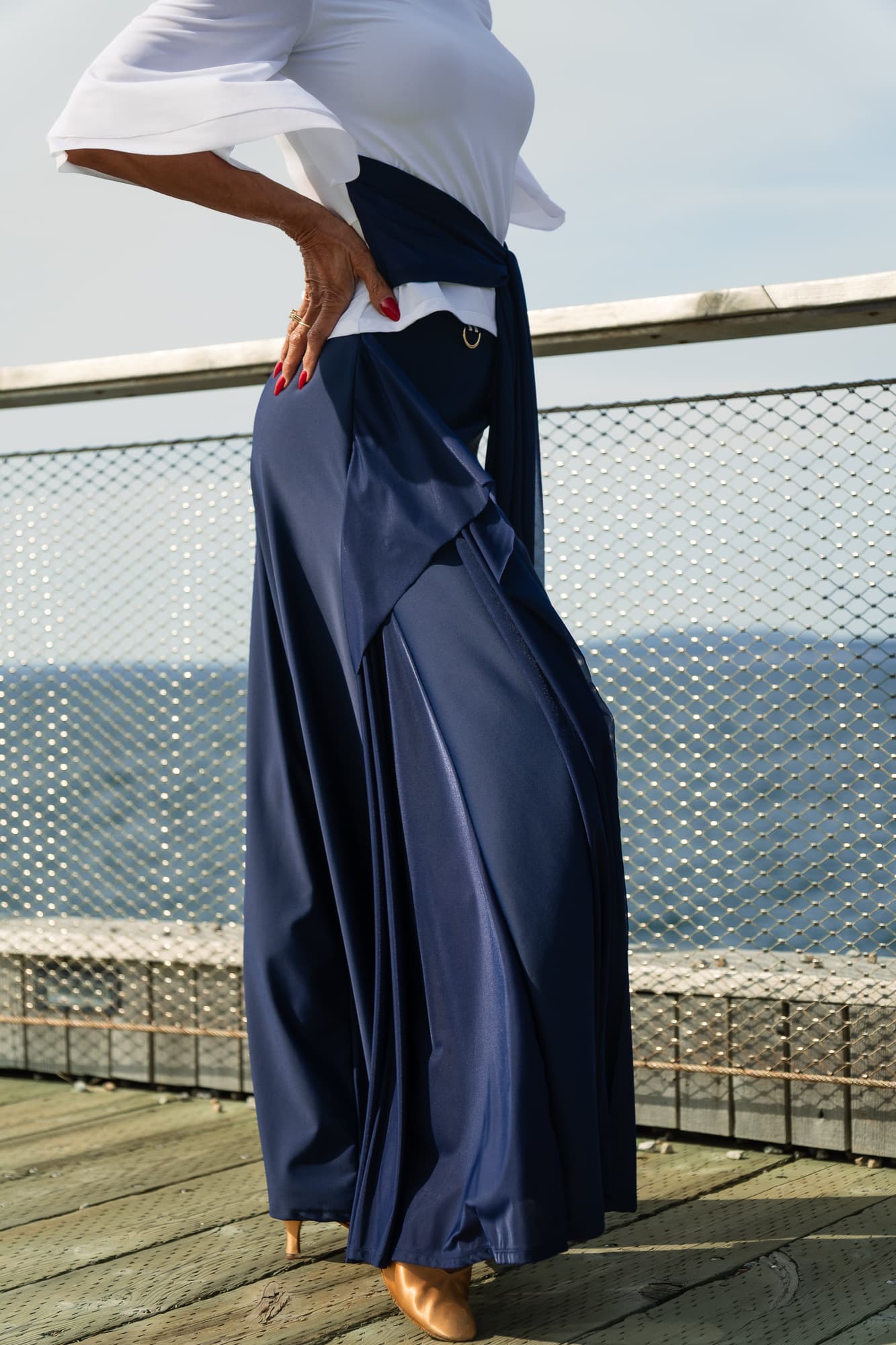 Goddess Dance Pants | Extra Wide Leg Dance Trousers with Semi Sheer Inserts and Decorative Sashes 