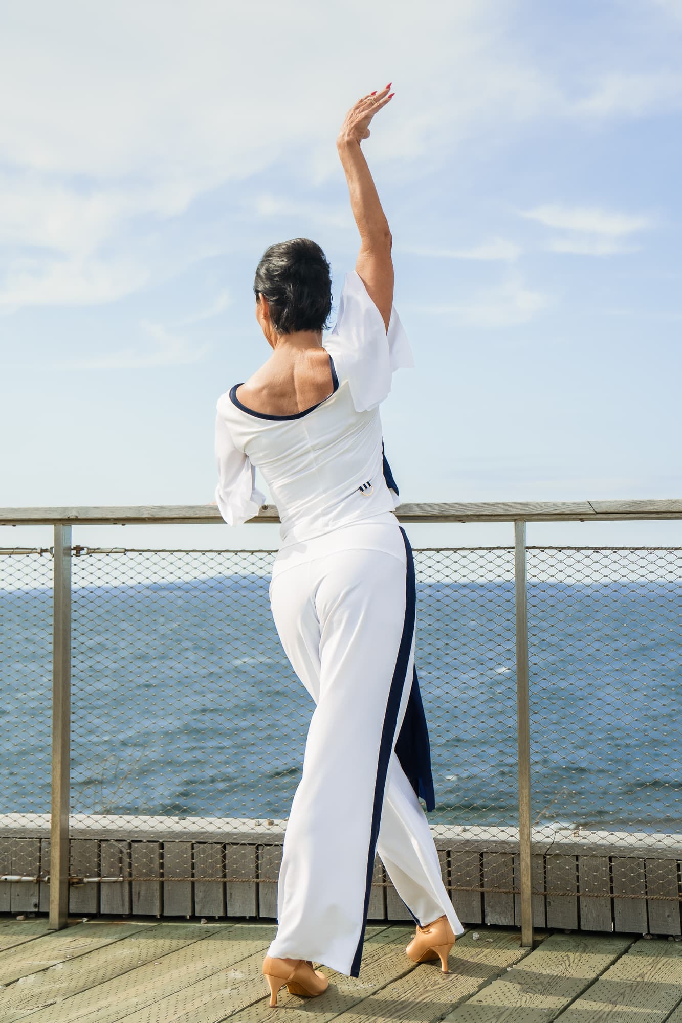 First Class Dance Pants | Straight Leg Mid-Rise Dance Trousers with Side Stripe