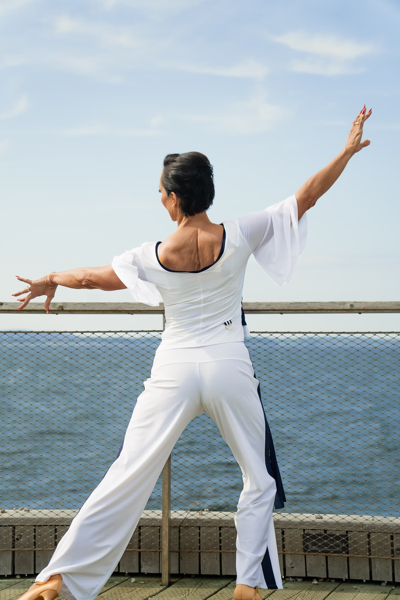 First Class Dance Pants | Straight Leg Mid-Rise Dance Trousers with Side Stripe