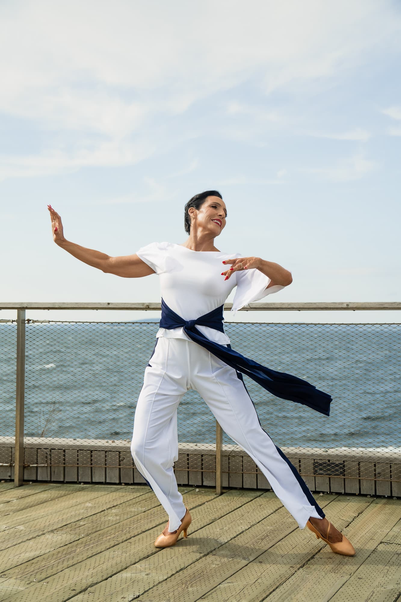 First Class Dance Pants | Straight Leg Mid-Rise Dance Trousers with Side Stripe