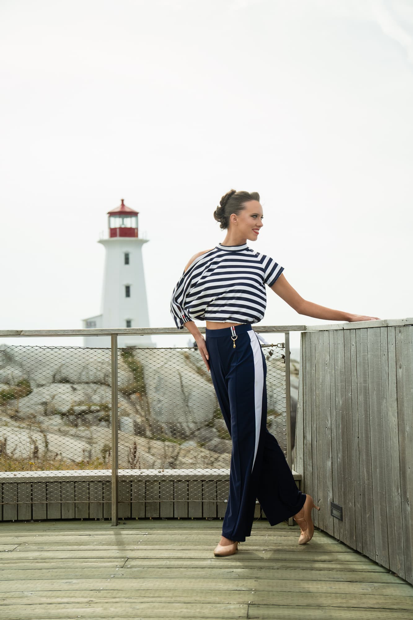 First Class Dance Pants | Straight Leg Mid-Rise Dance Trousers with Side Stripe