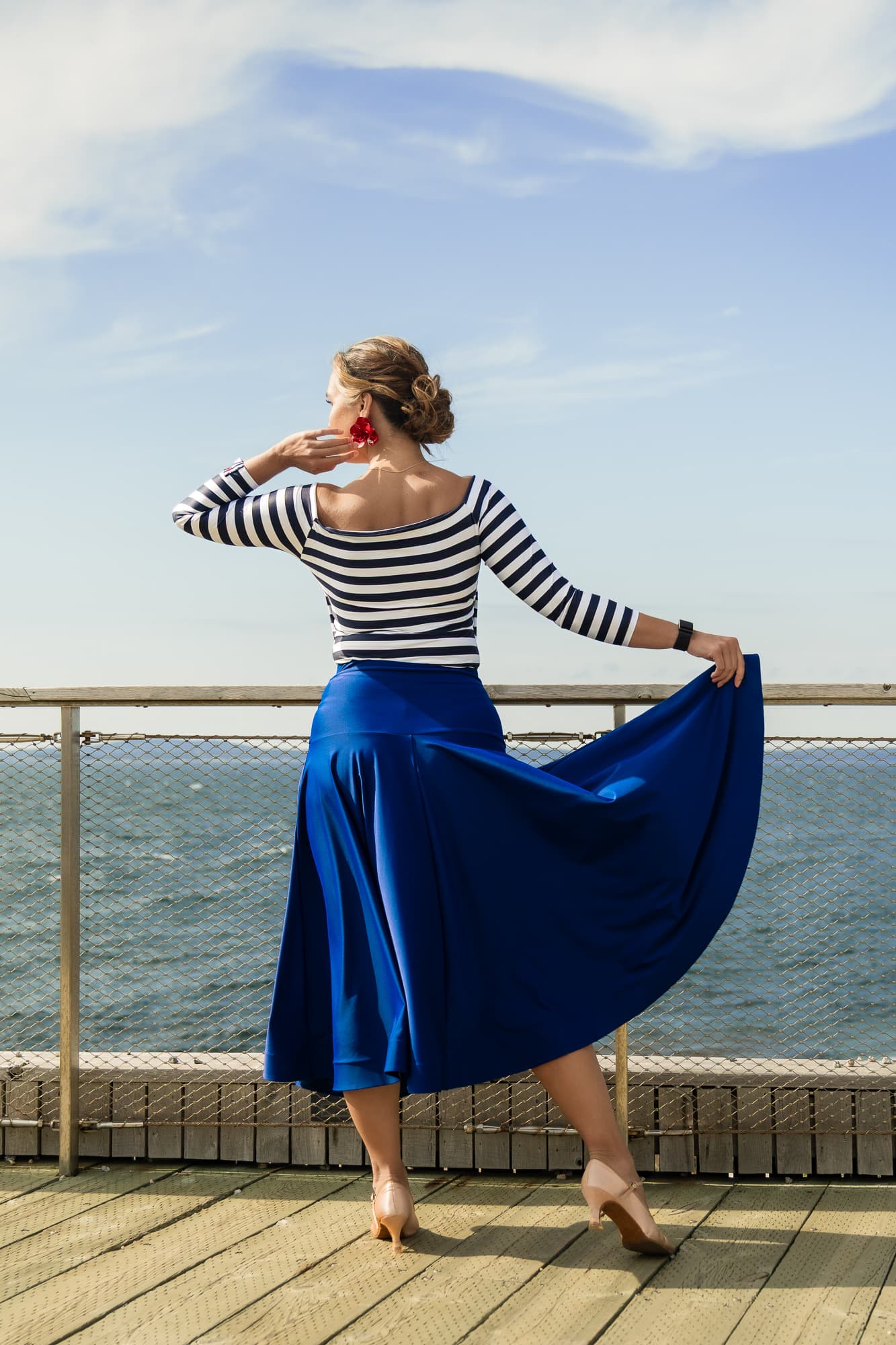 Calypso Ballroom and Smooth Skirt | A-Line Maxi Skirt with Supportive Yoke and Front Side Slit