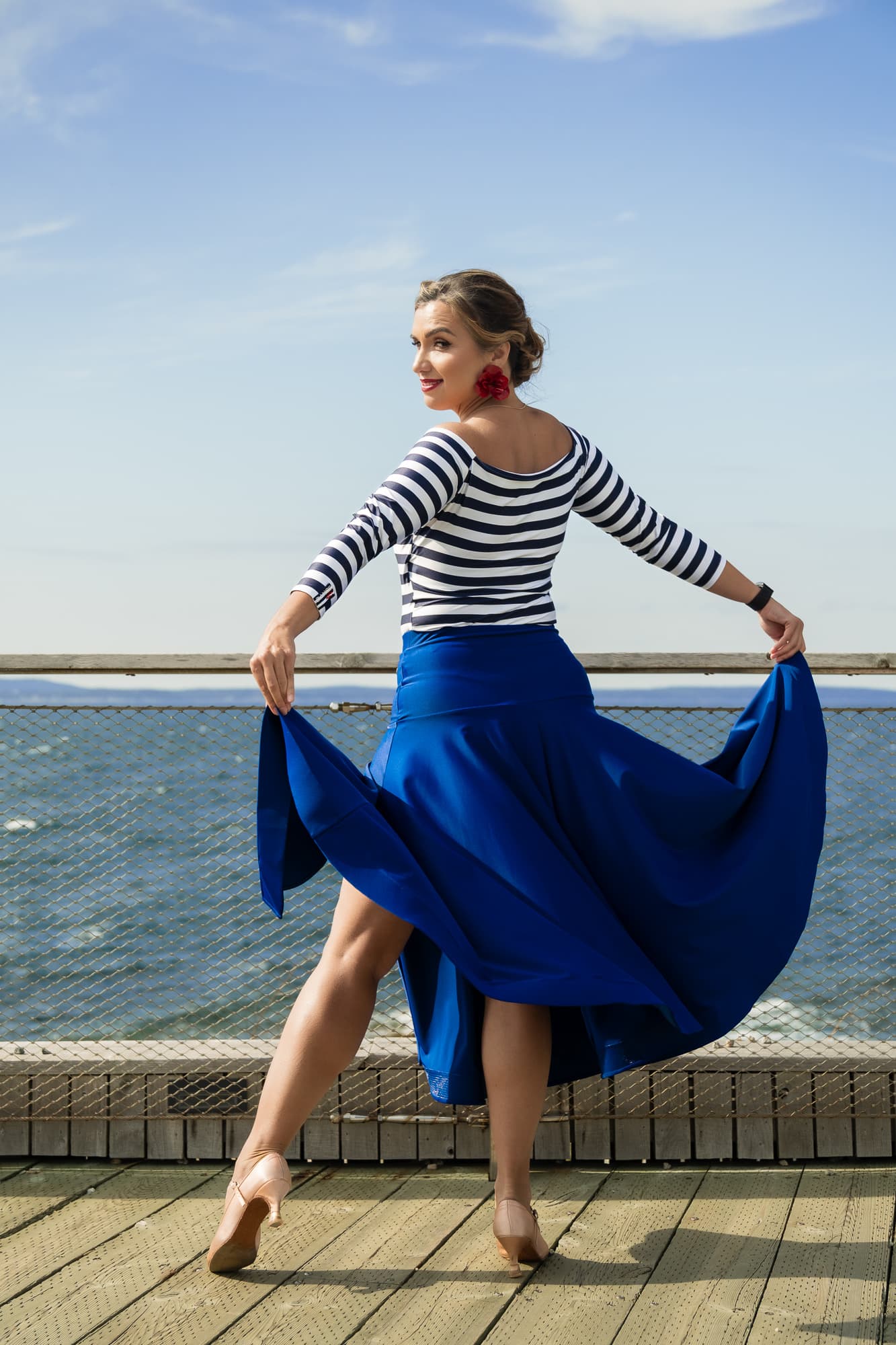 Calypso Ballroom and Smooth Skirt | A-Line Maxi Skirt with Supportive Yoke and Front Side Slit