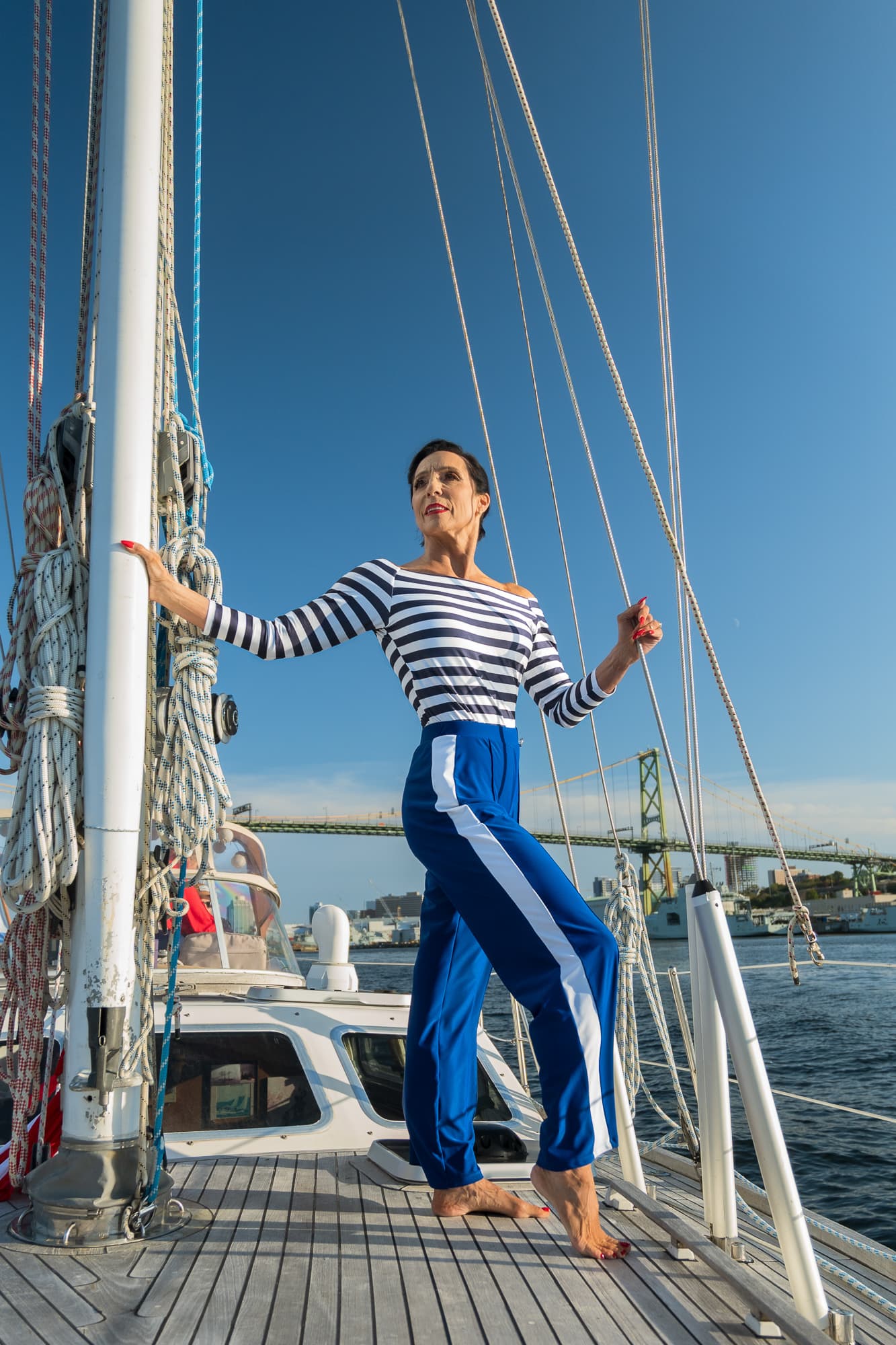 First Class Dance Pants | Straight Leg Mid-Rise Dance Trousers with Side Stripe