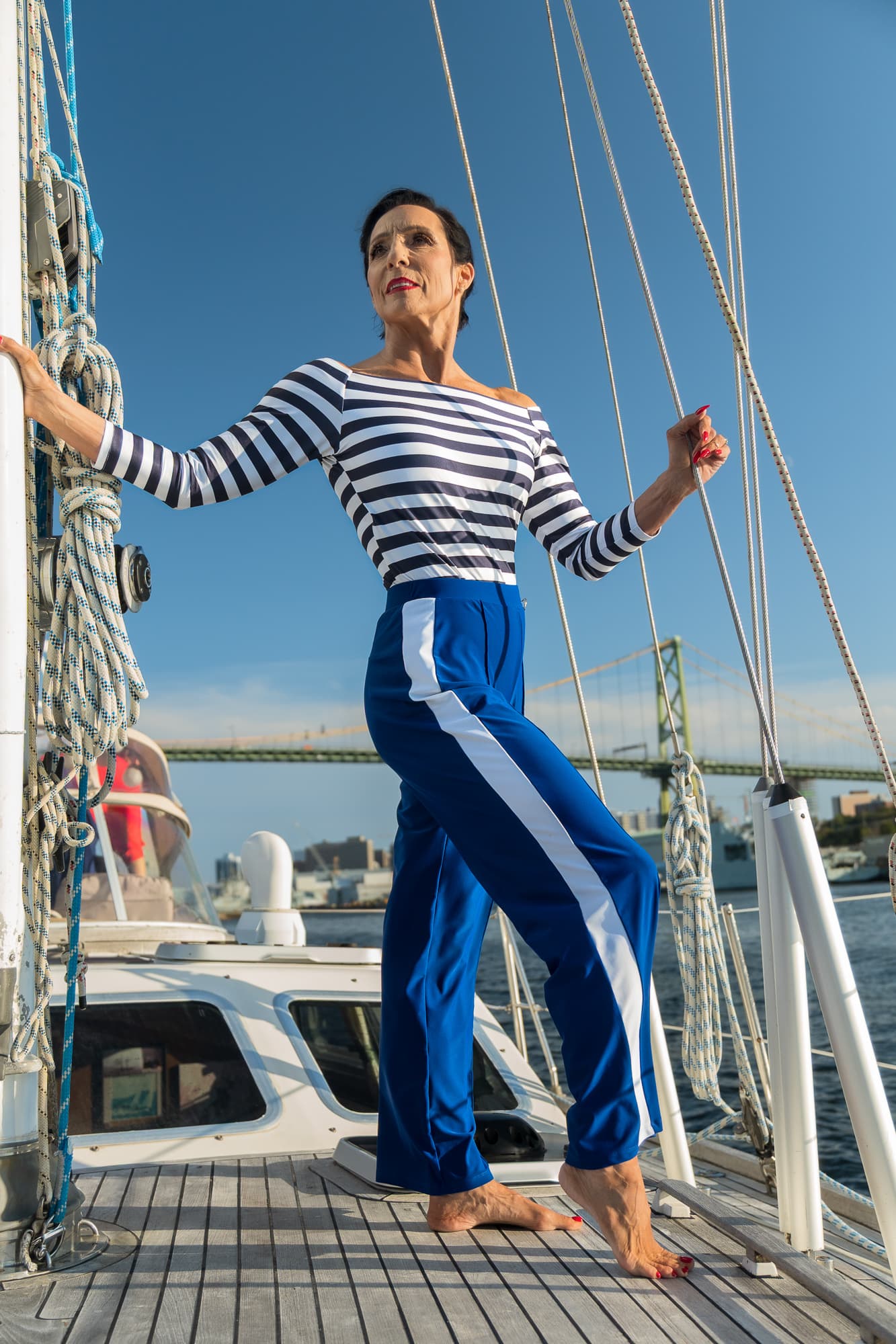 First Class Dance Pants | Straight Leg Mid-Rise Dance Trousers with Side Stripe