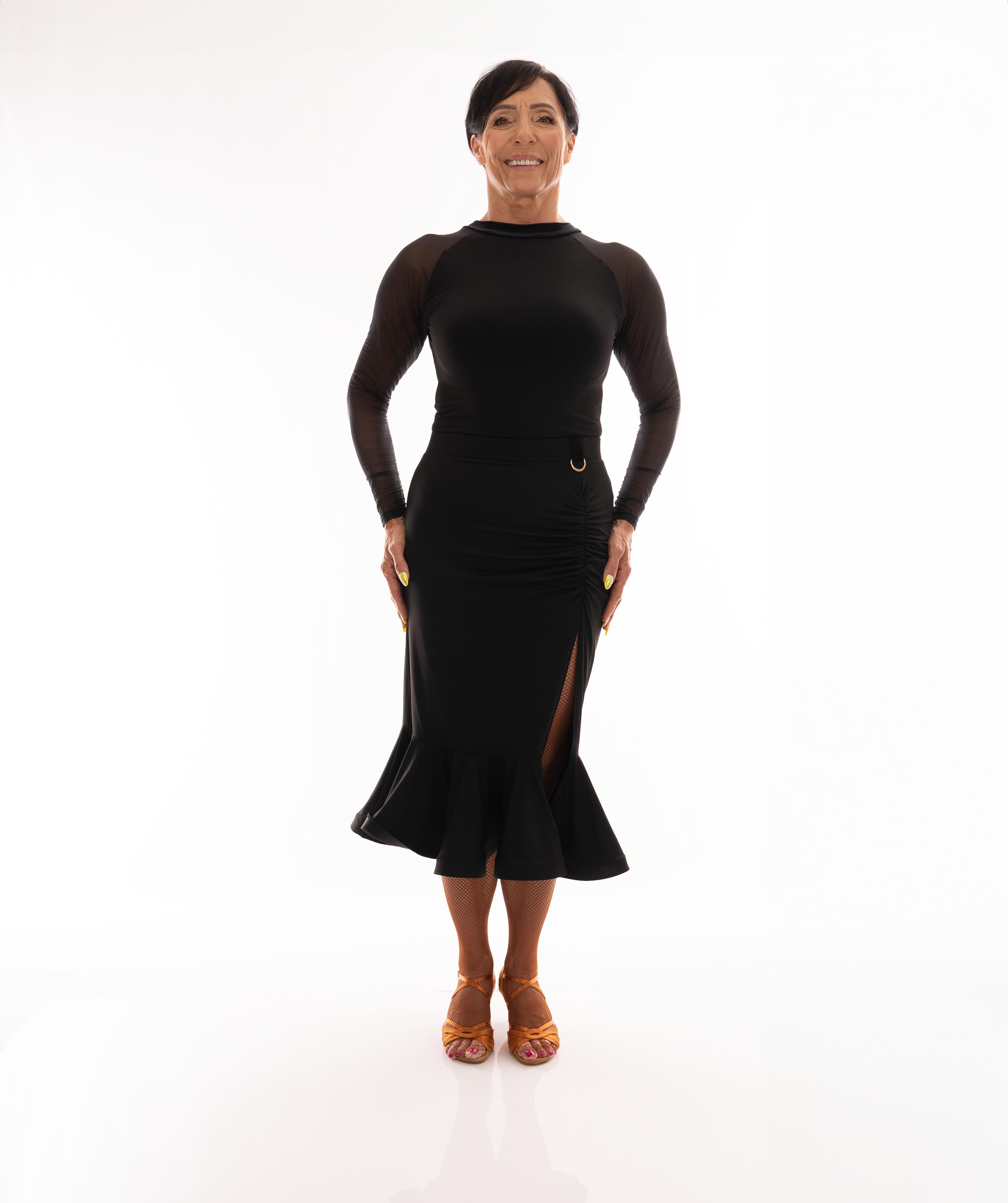 Showtime Latin Skirt | Front Side Slit Skirt with Shaped Flounce