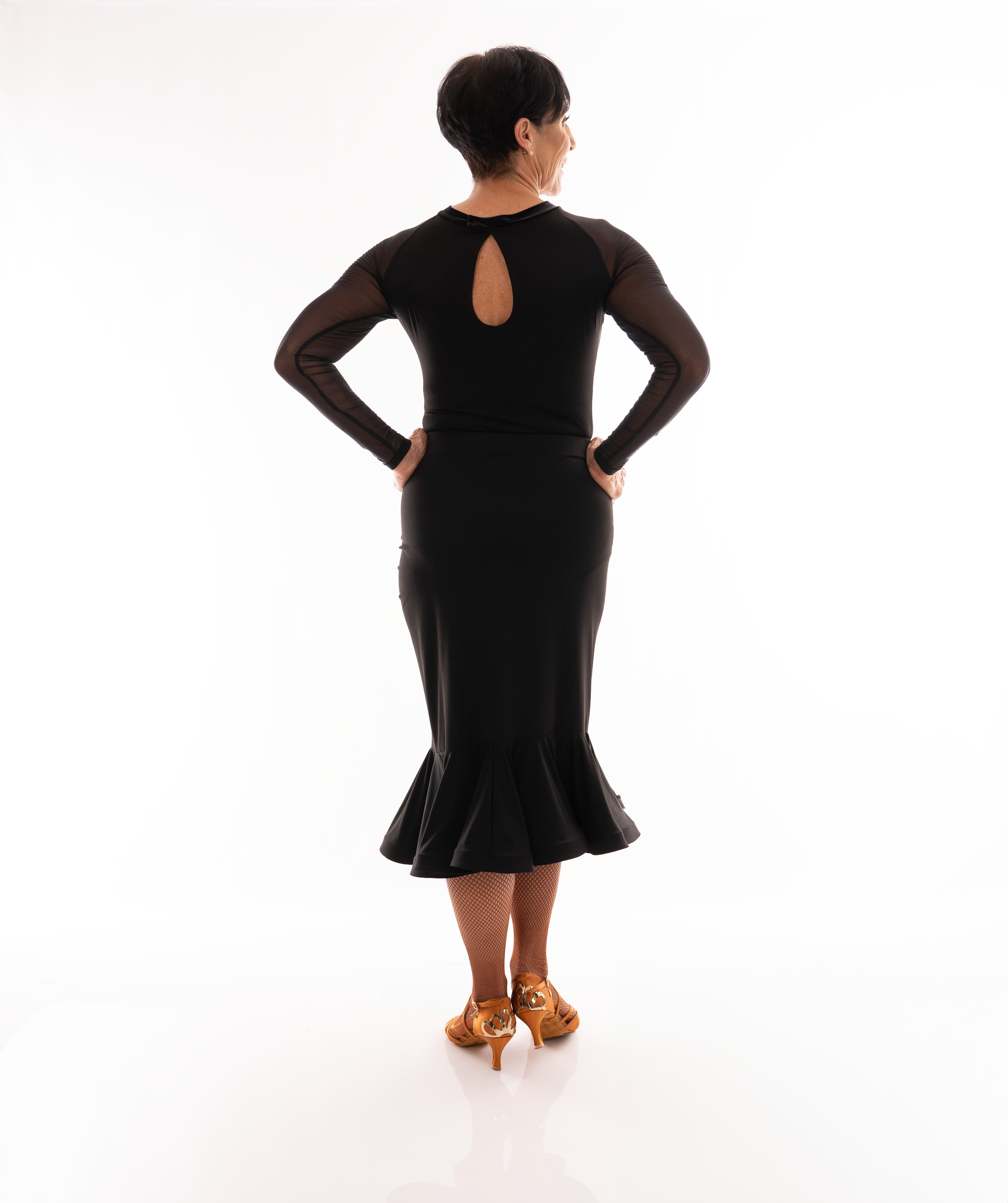 Showtime Latin Skirt | Front Side Slit Skirt with Shaped Flounce