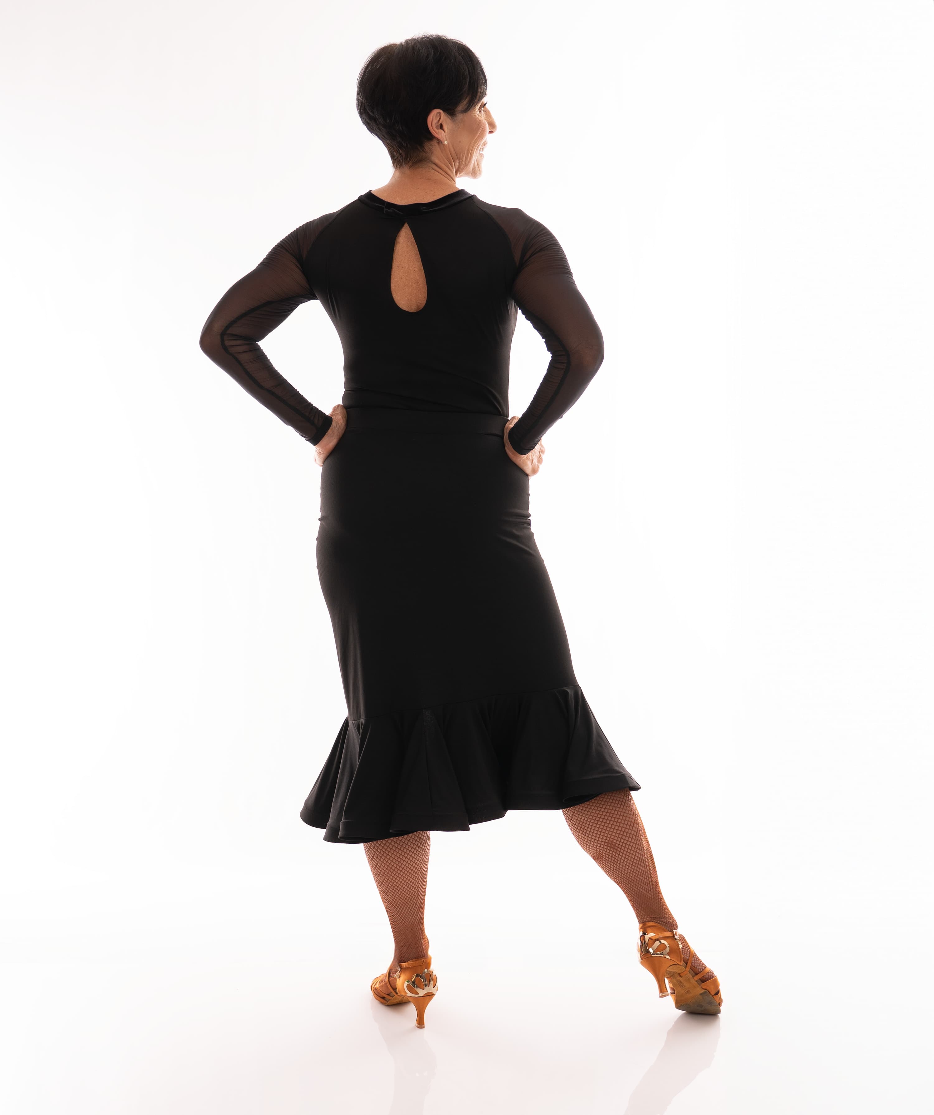 Showtime Latin Skirt | Front Side Slit Skirt with Shaped Flounce