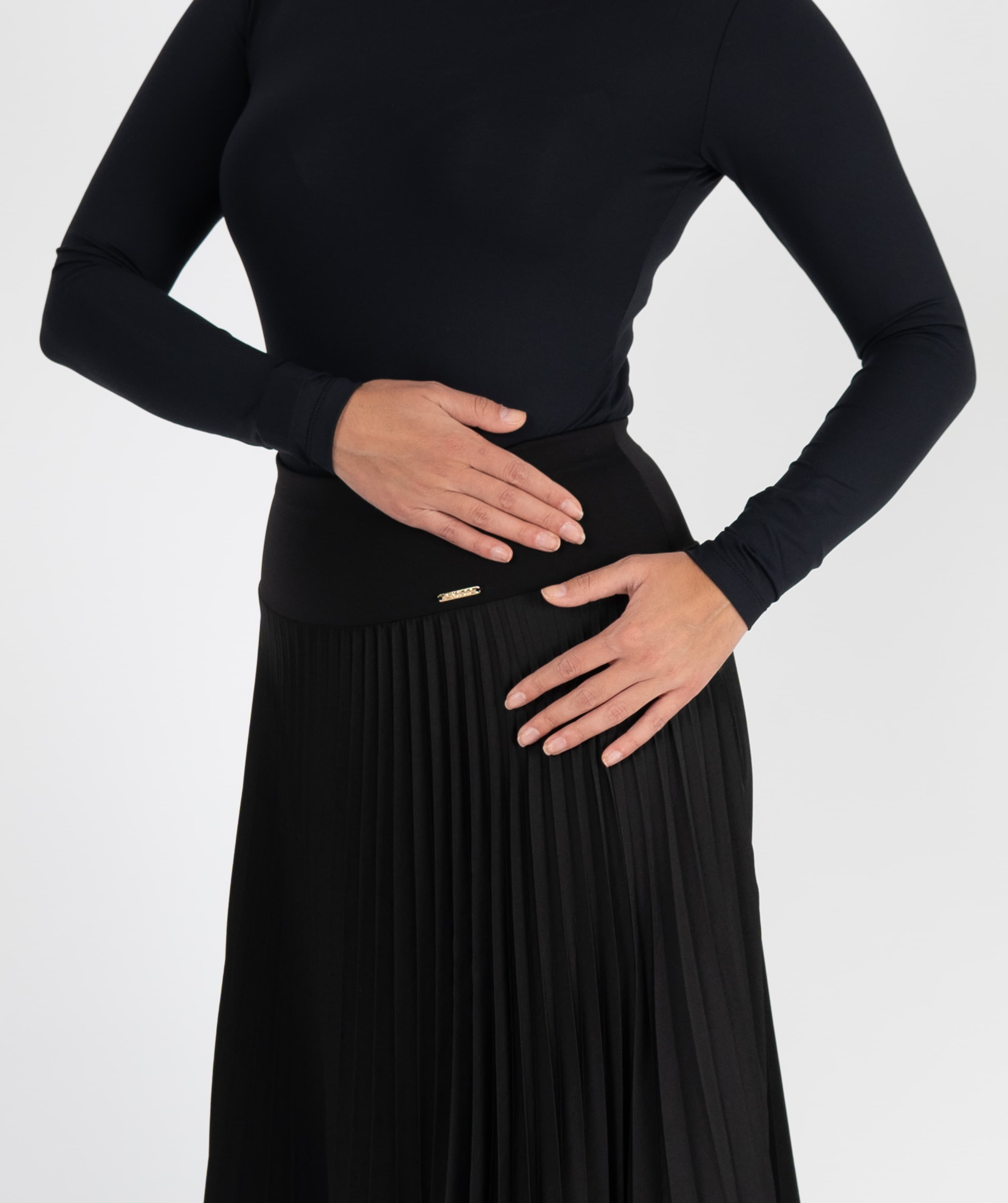 Pivot Sculpt | Pleated Maxi Ballroom Skirt with Yoke & Horsehair Braid Hem