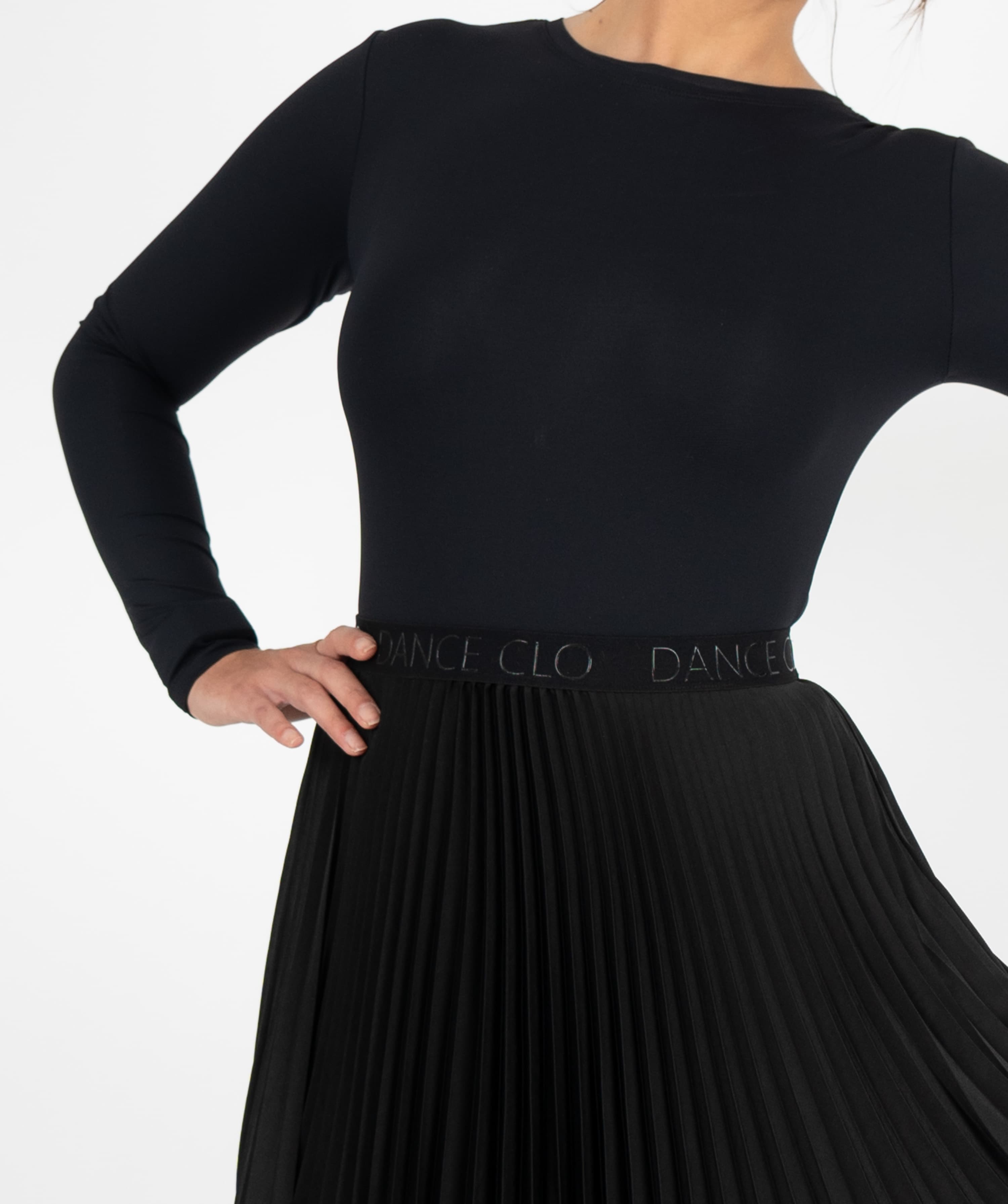Pivot Glide | Pleated Maxi Ballroom Skirt with DanceCLO Elastic Waistband & Horsehair Braid Hem