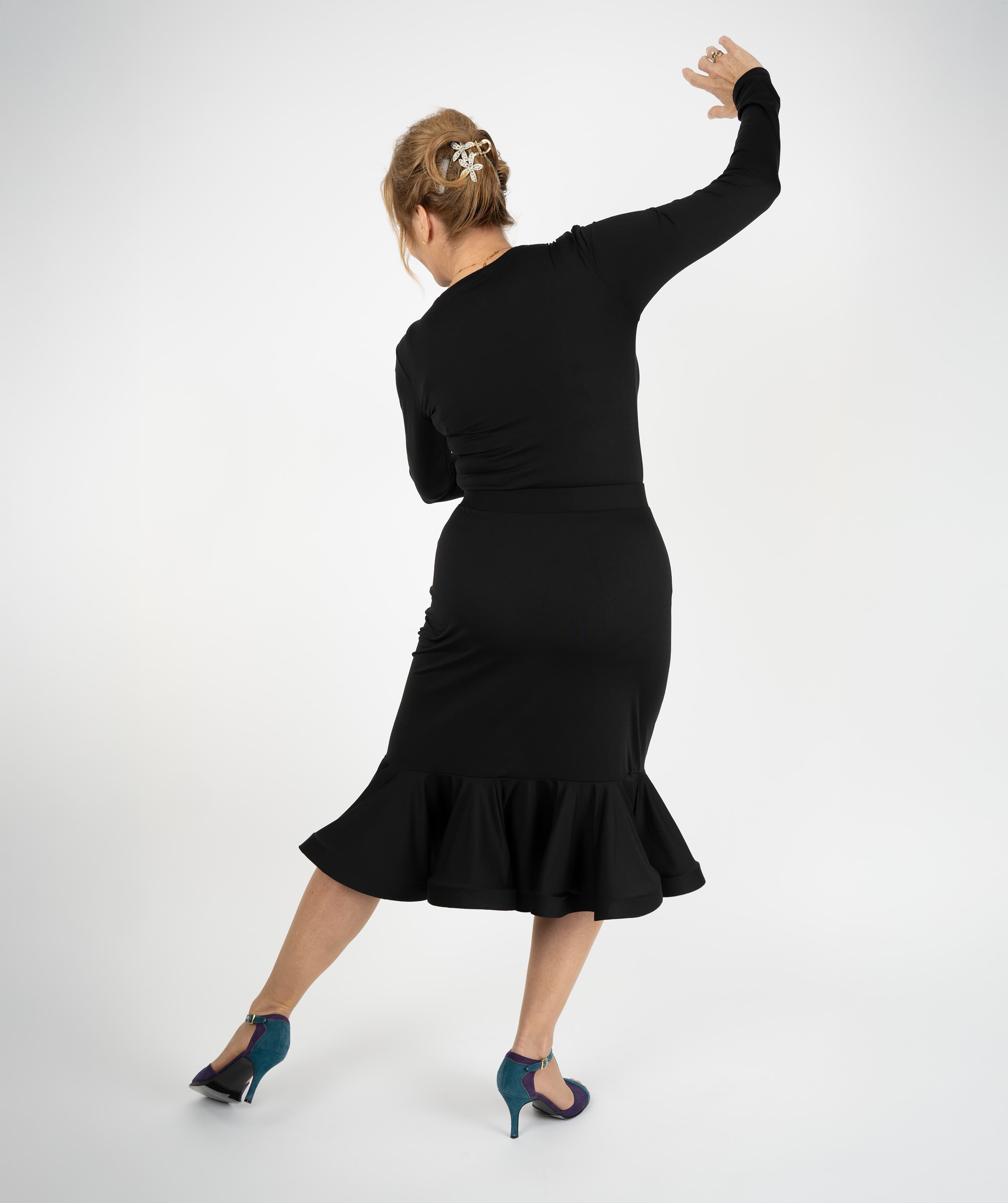 Showtime Latin Skirt | Front Side Slit Skirt with Shaped Flounce