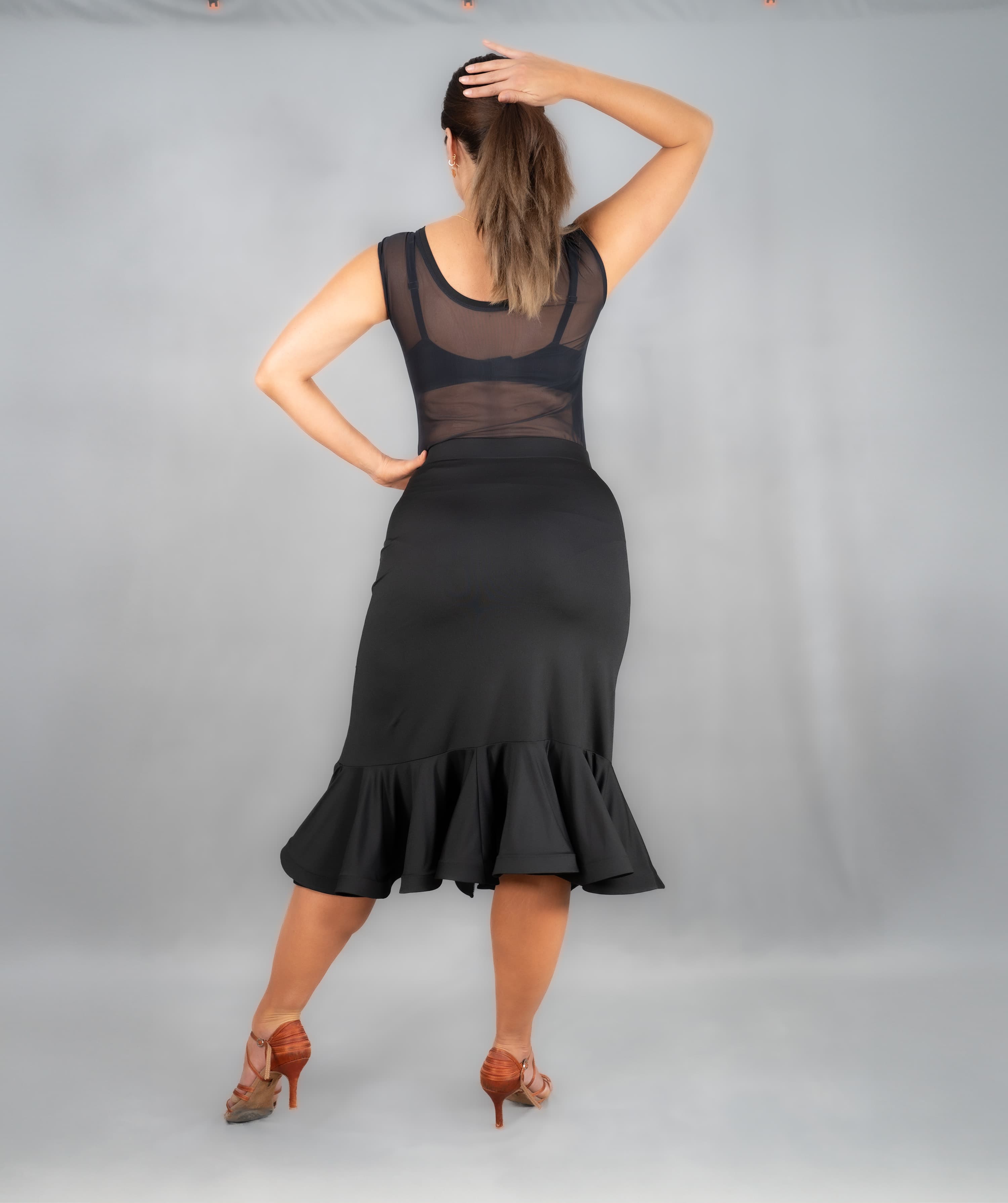 Showtime | Front Side Slit Skirt with Shaped Flounce