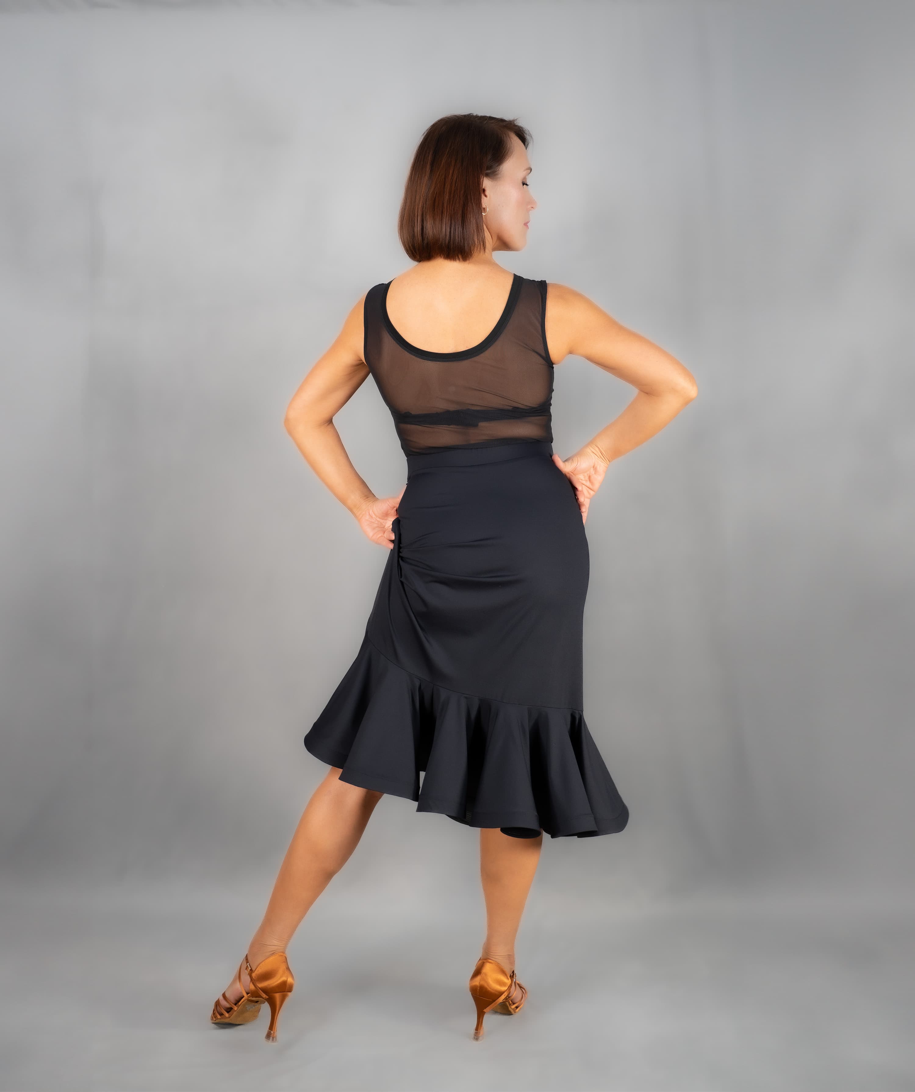 Showtime | Front Side Slit Skirt with Shaped Flounce