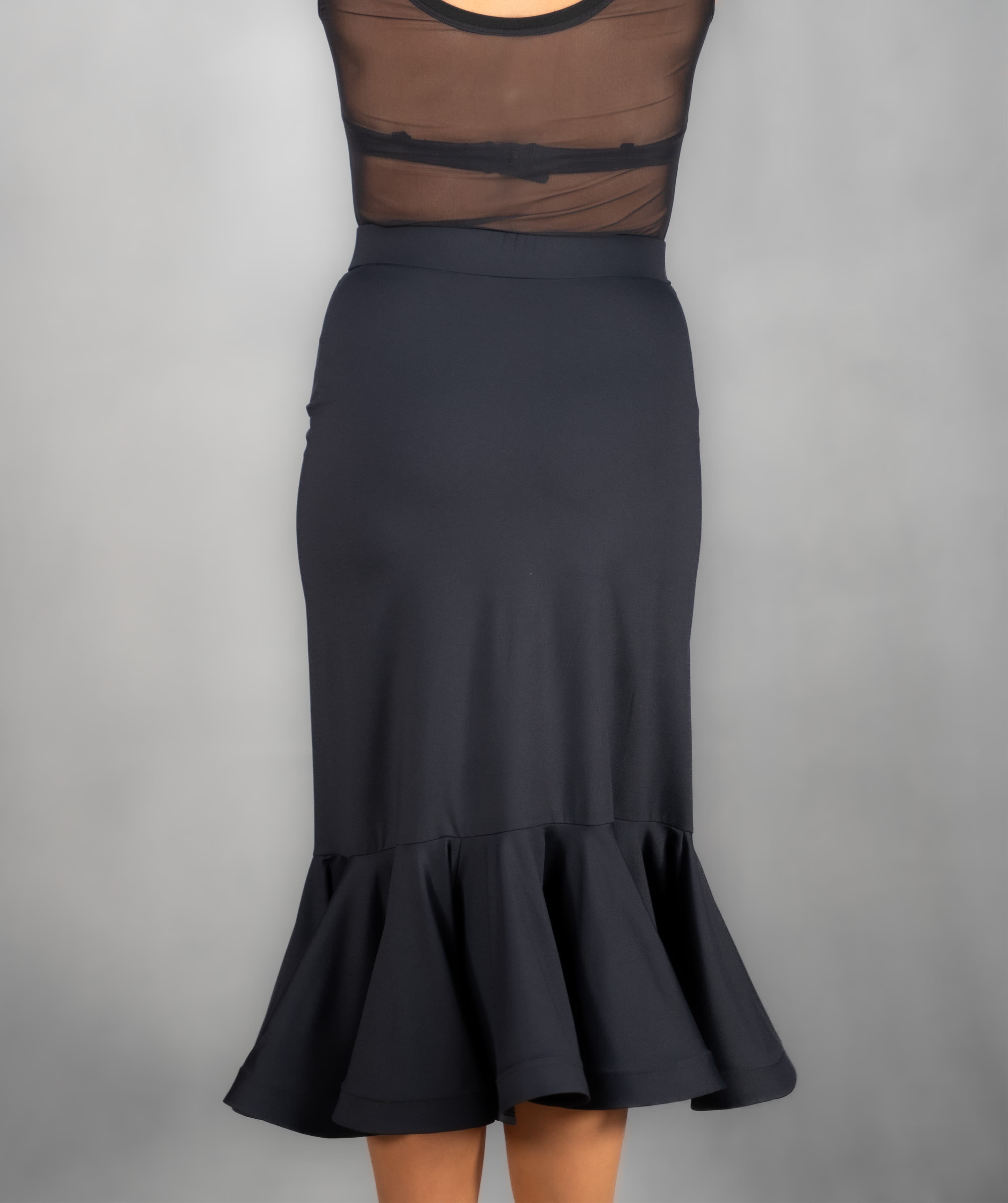 Showtime | Front Side Slit Skirt with Shaped Flounce