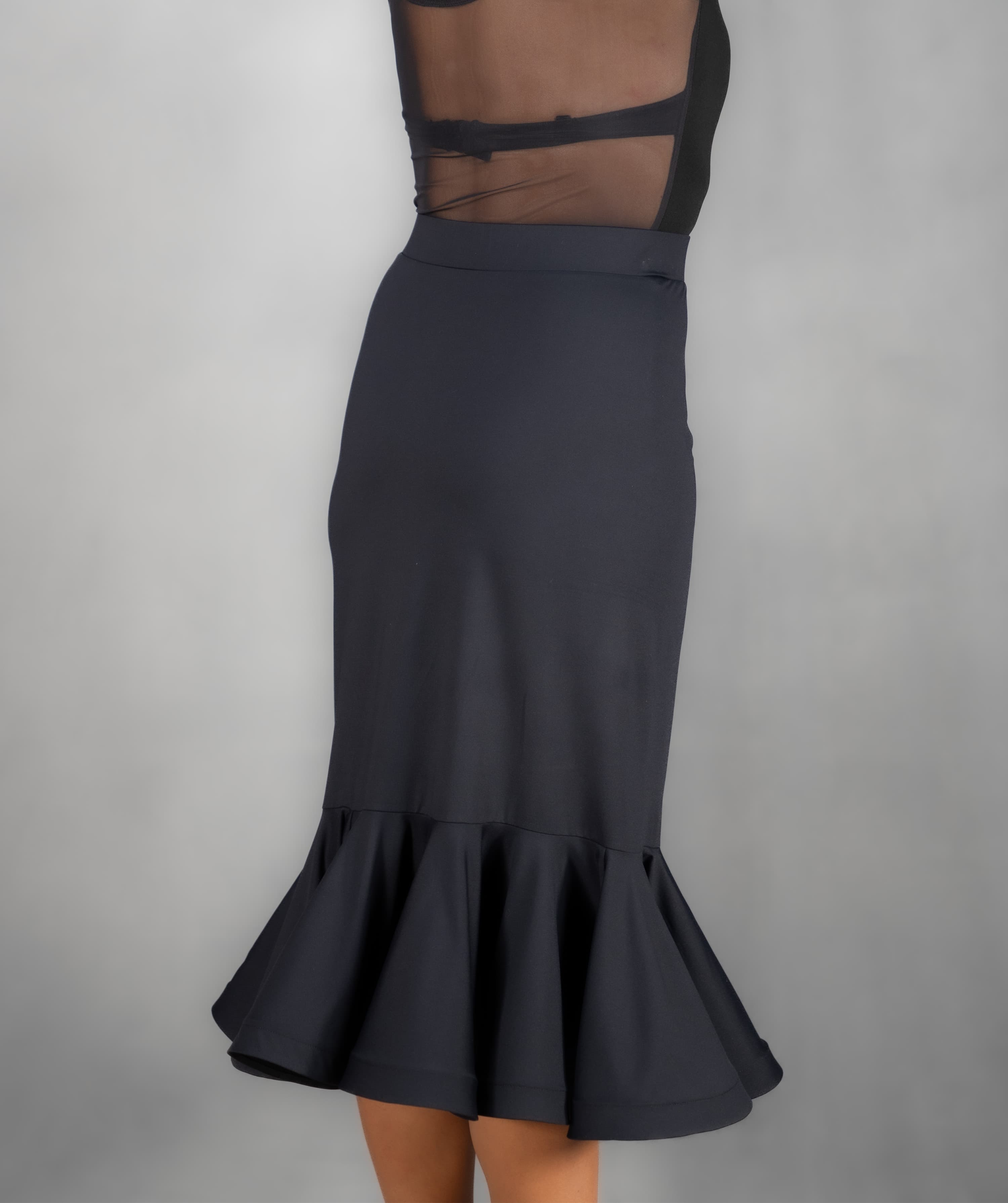 Showtime | Front Side Slit Skirt with Shaped Flounce