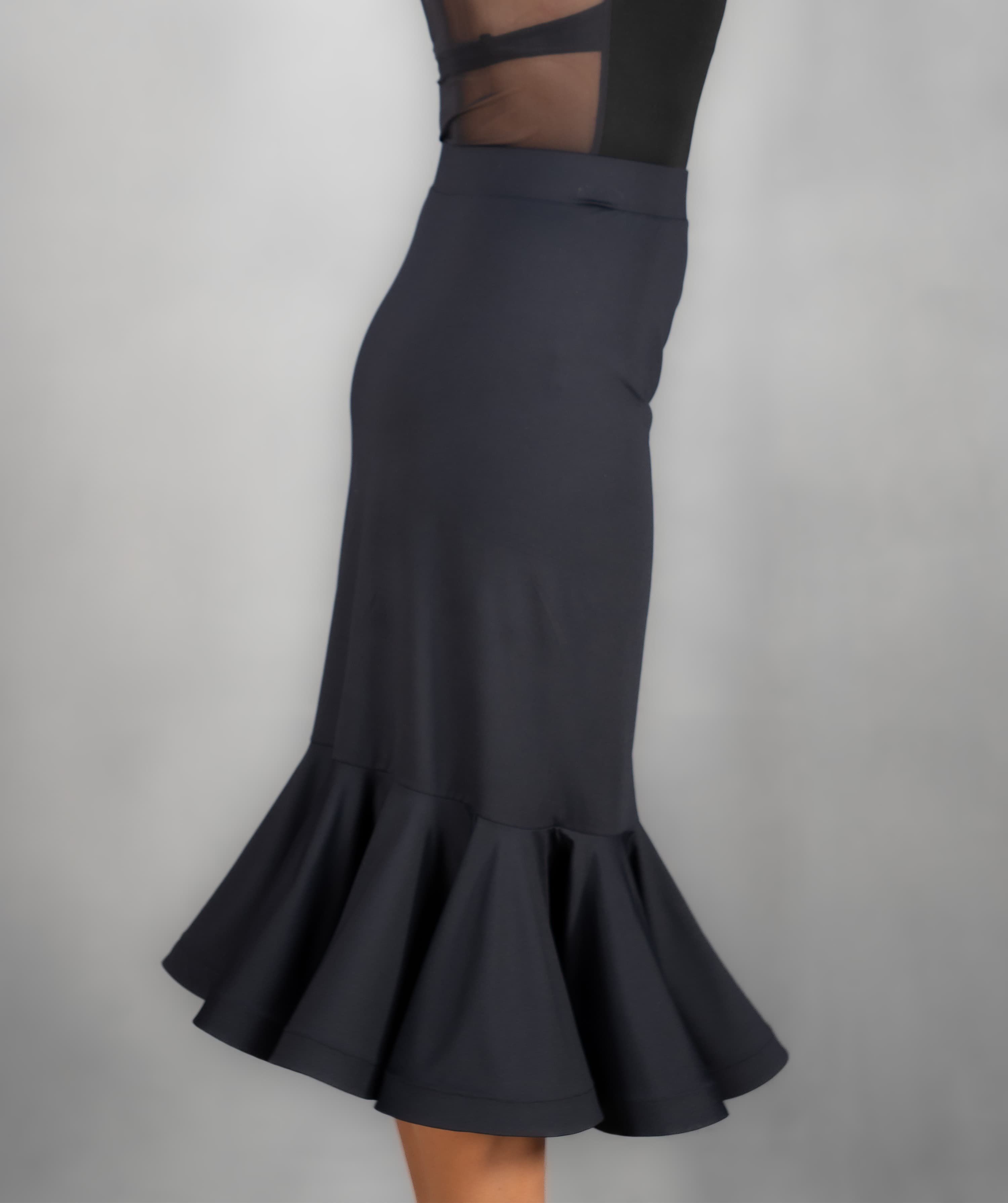 Showtime | Front Side Slit Skirt with Shaped Flounce