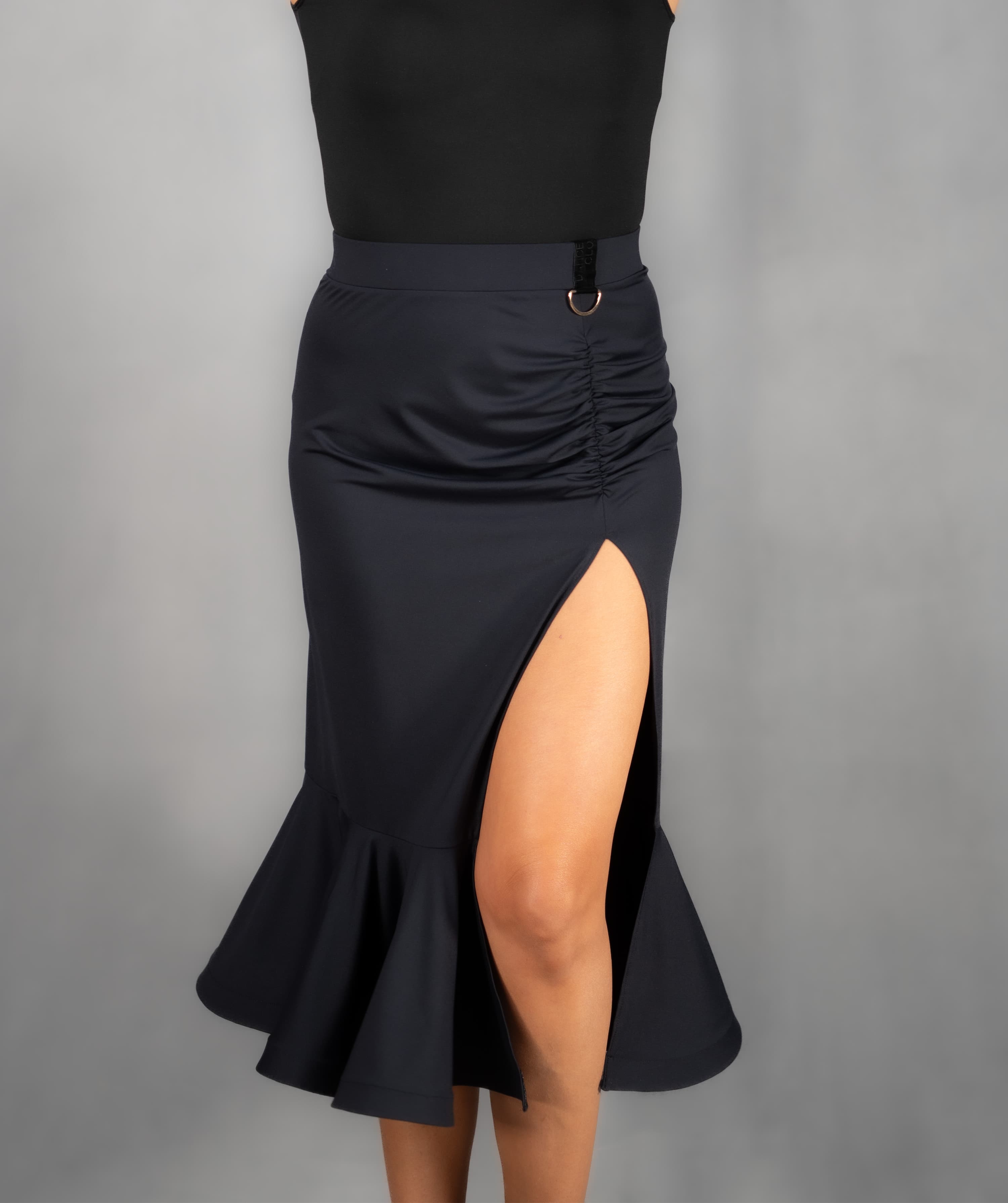 Showtime | Front Side Slit Skirt with Shaped Flounce